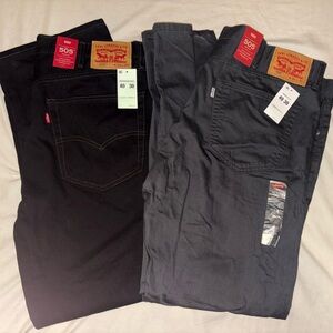 NWT 2 Pairs of Levi Strauss 505 Regular Jeans 40x30 1 Black & 1 Gray
